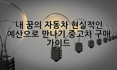 내 꿈의 자동차, 현실적인 예산으로 만나기: 중고차 구매 가이드